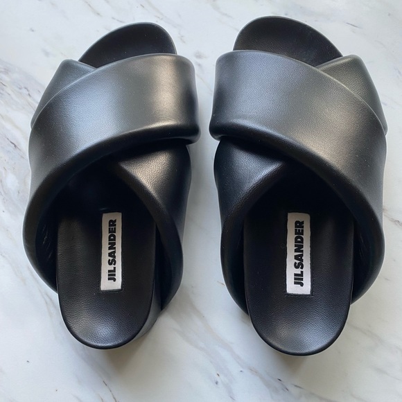 Jil Sander Shoes - Jil Sander Nappa Plonge Black Sandals - sz IT 37